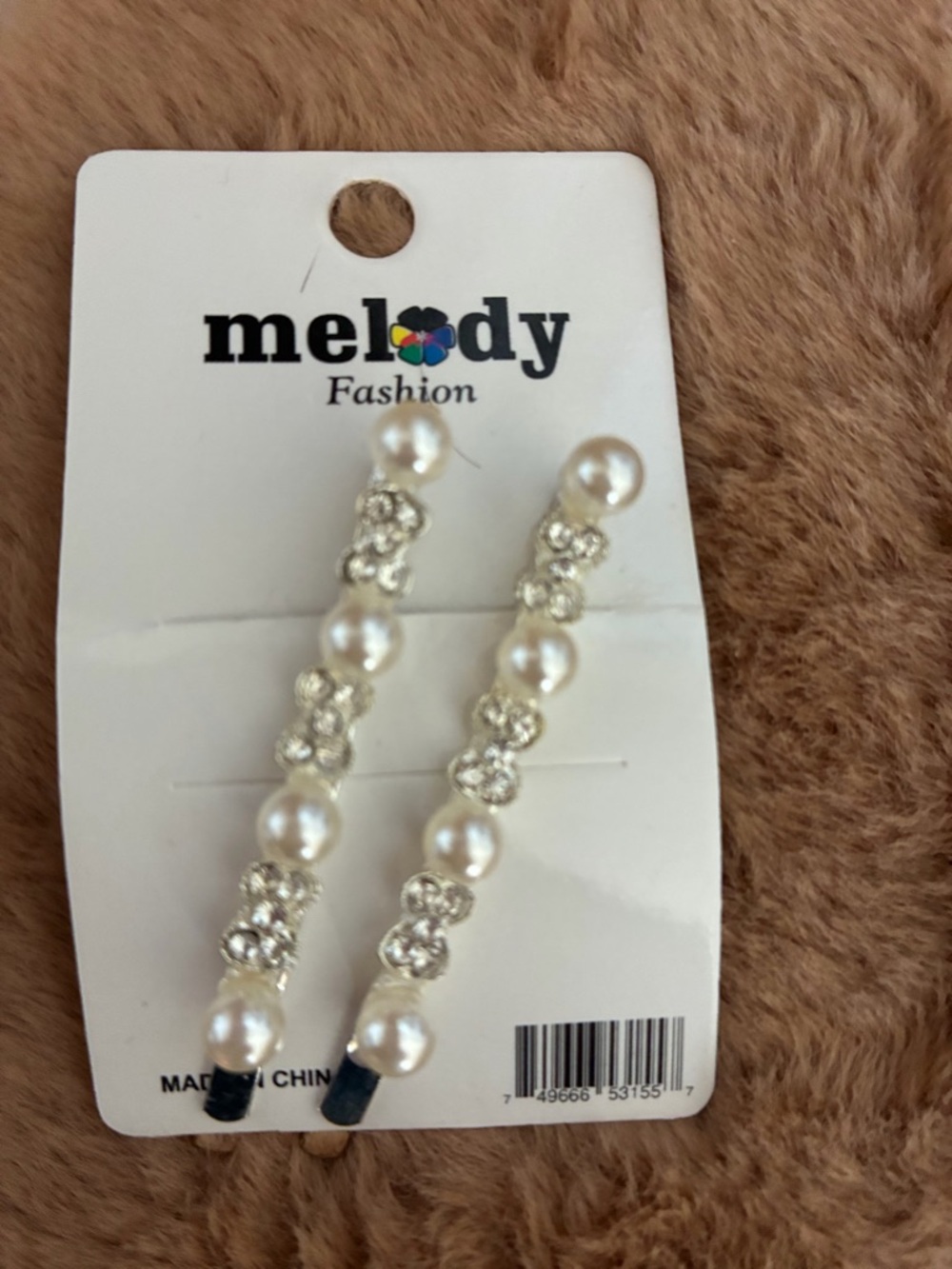 Pearl and Crystal Hair Pins - White/Silver
